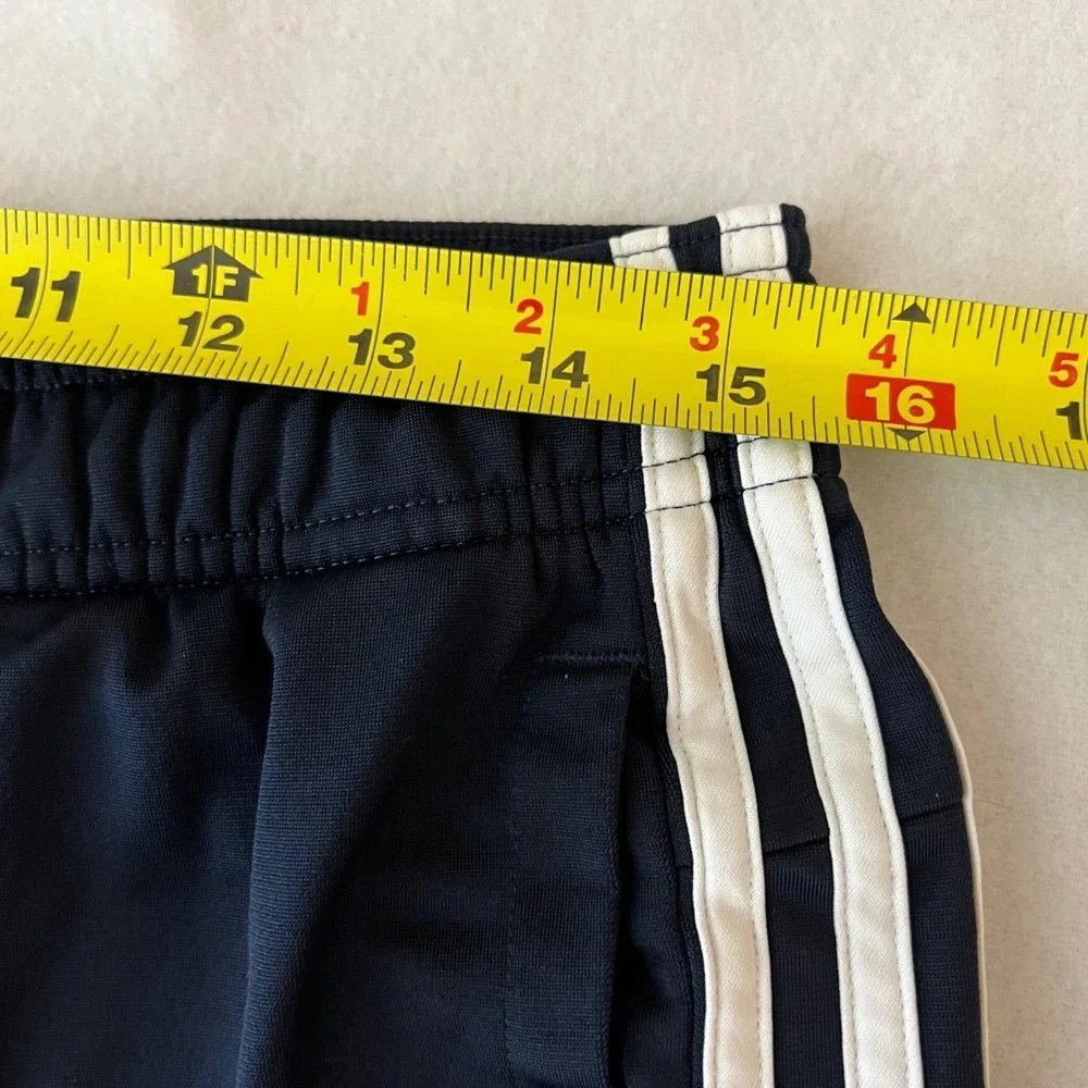 Adidas Youth Navy Blue Athletic Shorts Size‎ L Elastic Waist White Stripes Logo